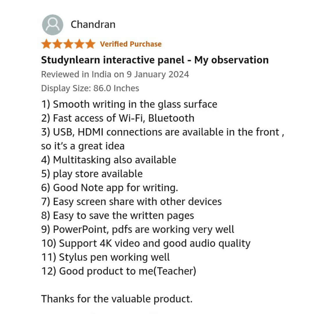 interactive flat panel suppliers India — verified buyer review