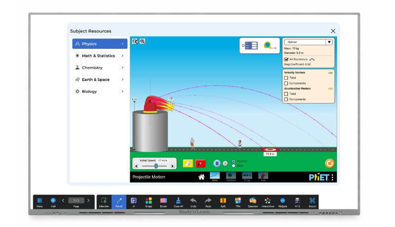interactive panel with 3D learning tools — smart board for classroom teaching