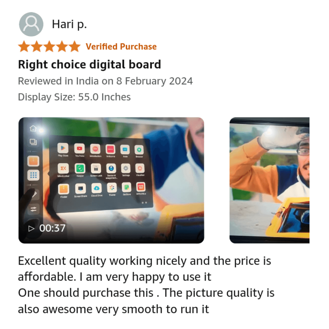 interactive smart board for education — Amazon verified review