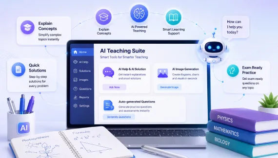 StudynLearn AI Teaching Suite running on an interactive flat panel