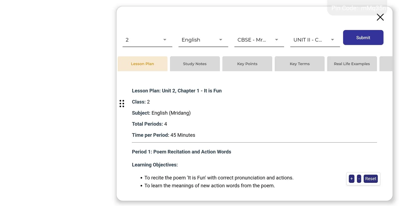 Teacher Resource Area with curriculum-mapped lesson materials and worksheets