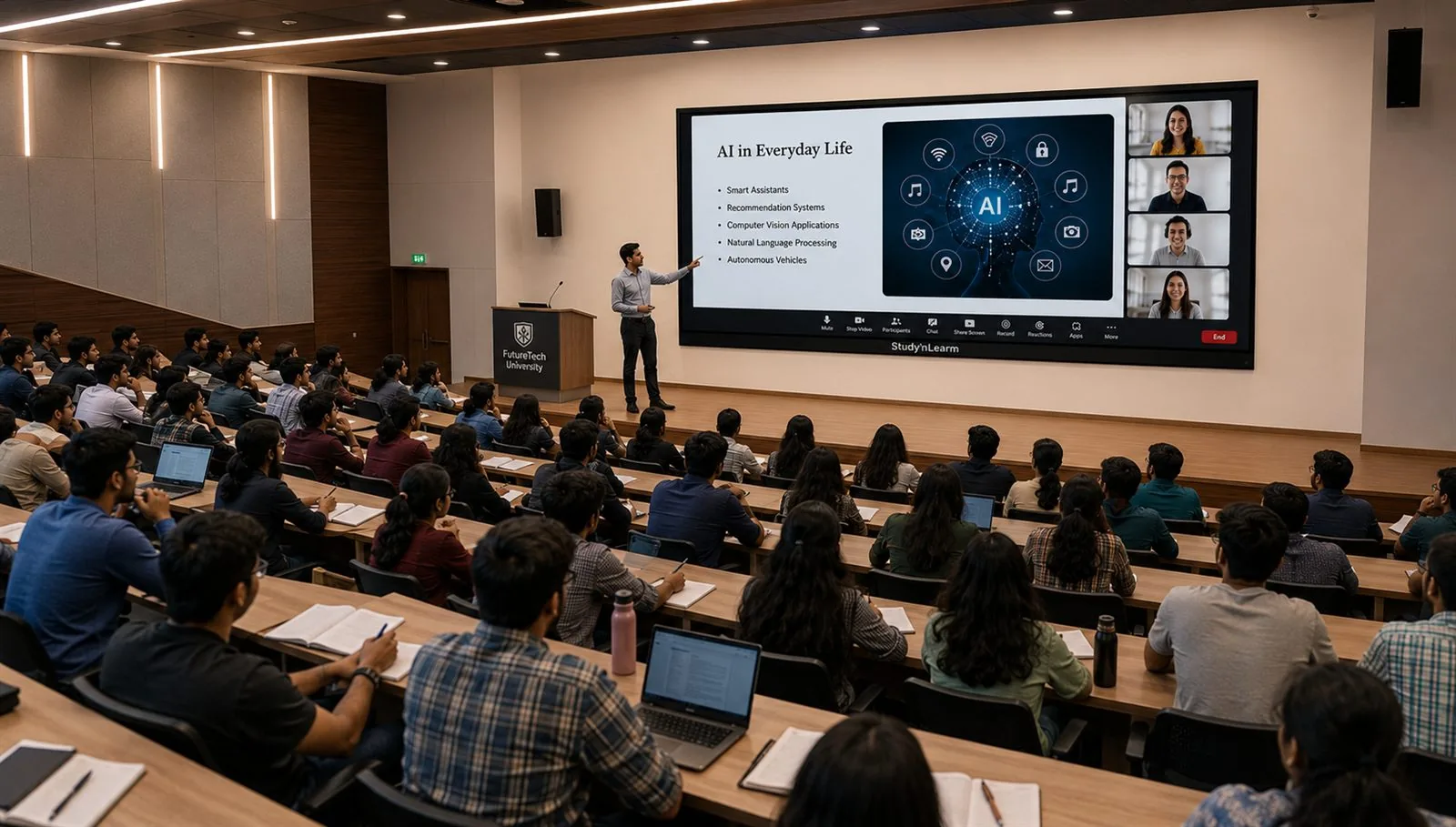 StudynLearn IFP in a college lecture hall for hybrid learning