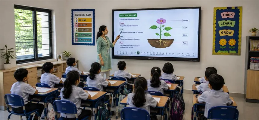StudynLearn IFP in a K-12 school classroom in India